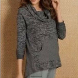 SOFT SURROUNDINGS | Women’s Space-Dye and Waffle Knit Cowl-Neck Top size Medium